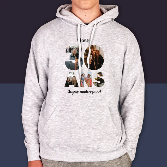 Collage Photo De Lettre: 30 Ans - Sweat À Capuche Pour Hommes