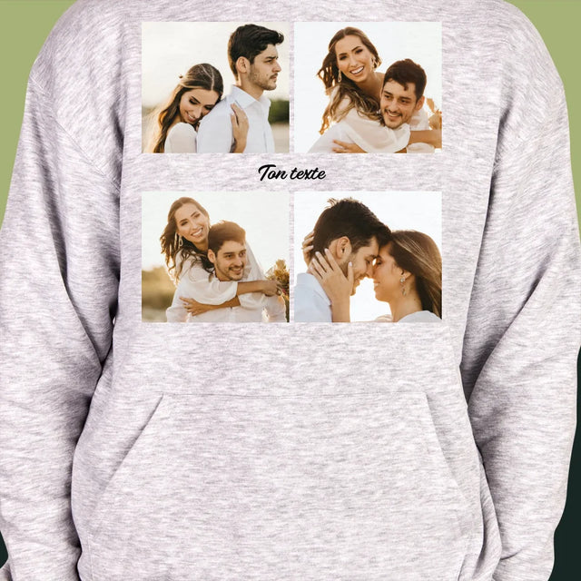 Collage Photo: 4 Photo Et Texte - Sweat À Capuche Pour Hommes