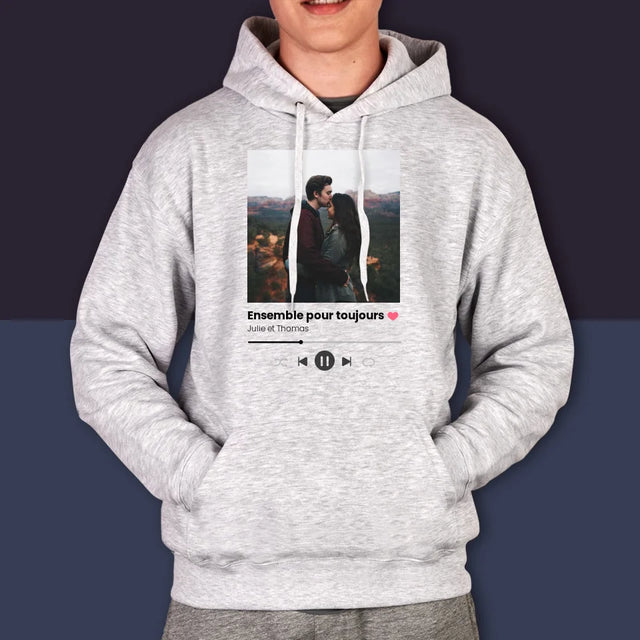 Photo Et Texte: Spotify Avec Ta Photo - Sweat À Capuche Pour Hommes