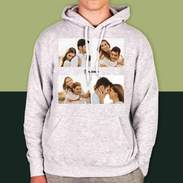 Collage Photo: 4 Photo Et Texte - Sweat À Capuche Pour Hommes