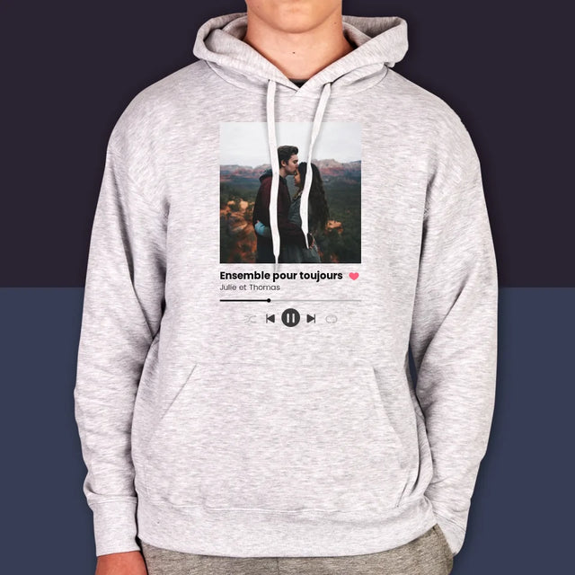 Photo Et Texte: Spotify Avec Ta Photo - Sweat À Capuche Pour Hommes