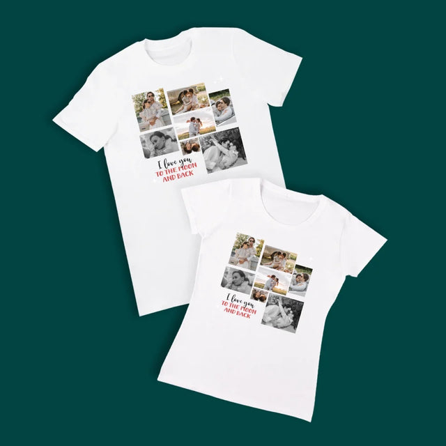 Collage Photo: To The Moon And Back - T-Shirts Pour Couples