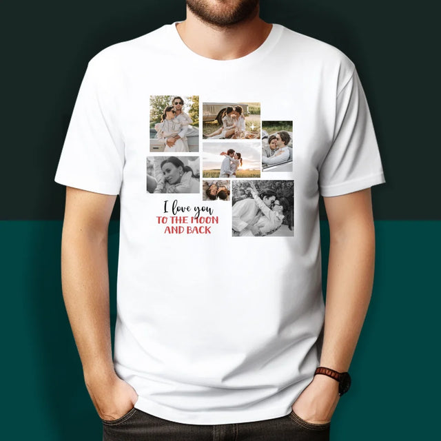 Collage Photo: To The Moon And Back - T-Shirts Pour Couples