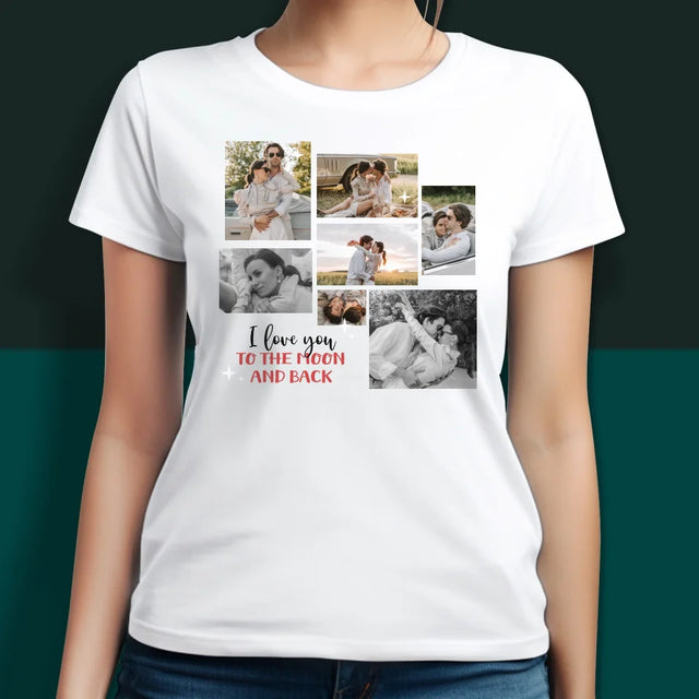 Collage Photo: To The Moon And Back - T-Shirts Pour Couples