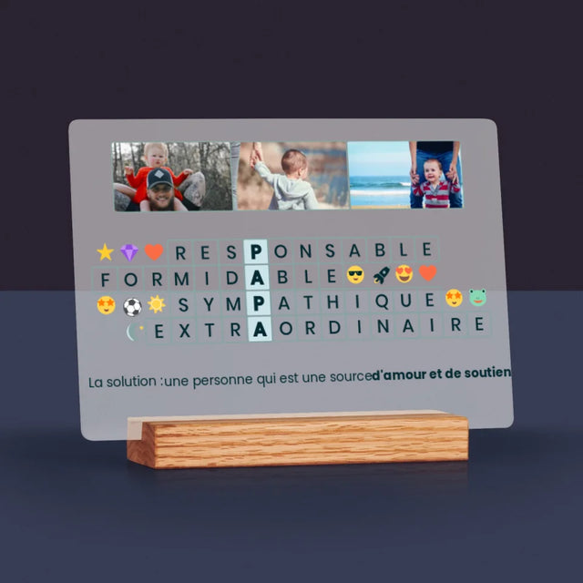La Photo Et Un Texte: Papa, Mots Croisés - Impression Sur Verre Acrylique