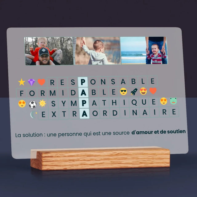 La Photo Et Un Texte: Papa, Mots Croisés - Impression Sur Verre Acrylique