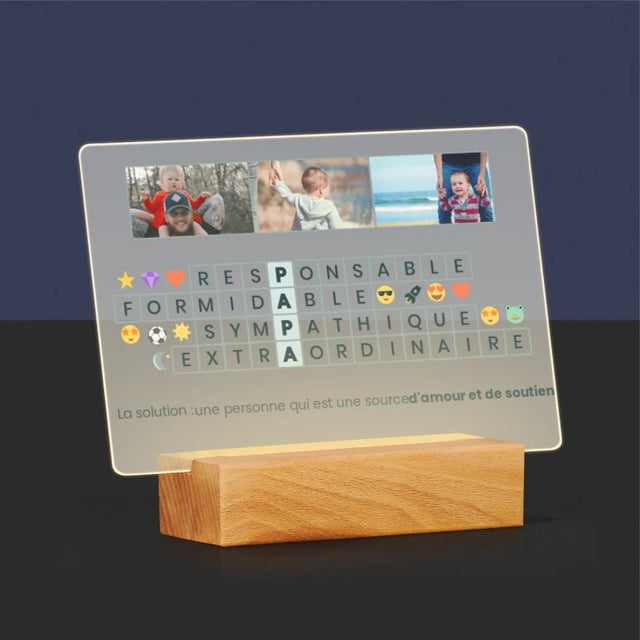 La Photo Et Un Texte: Papa, Mots Croisés - Impression Sur Verre Acrylique