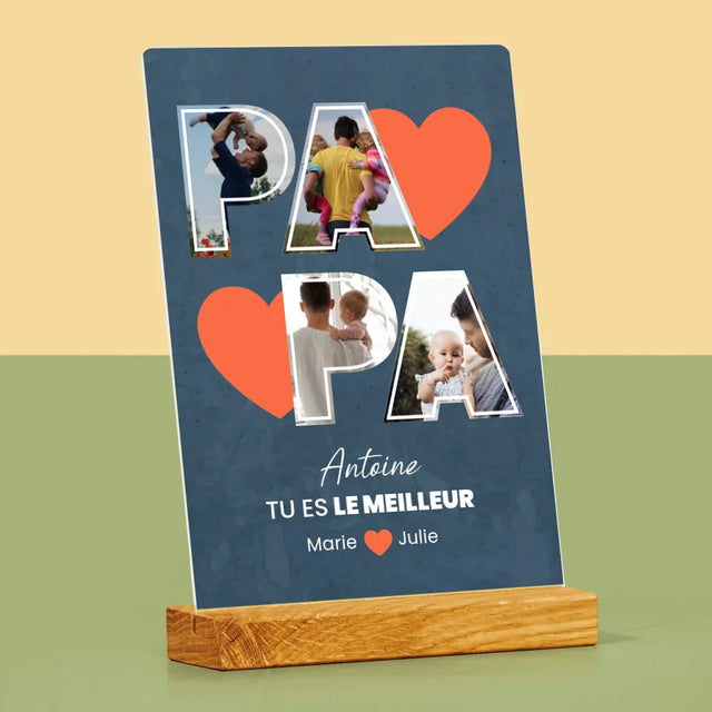 Collage Photo: Papa Est Le Meilleur - Impression Sur Verre Acrylique