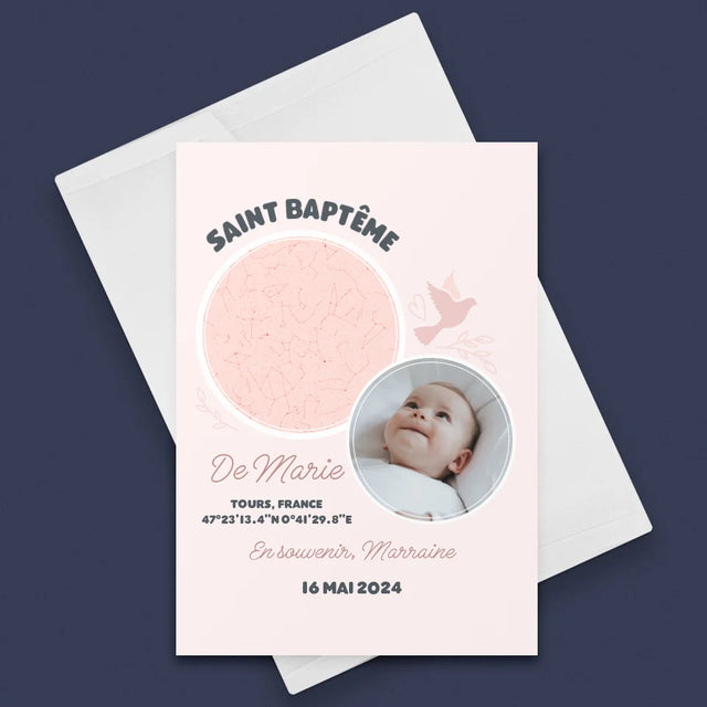 Carte Des Étoiles: Baptême - Carte De Vœux