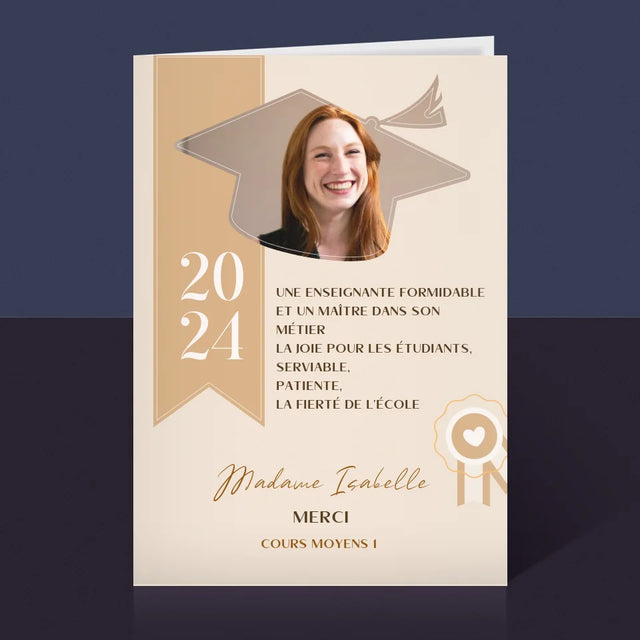 Photo Et Texte: Diplôme Pour Un Enseignant - Carte De Vœux