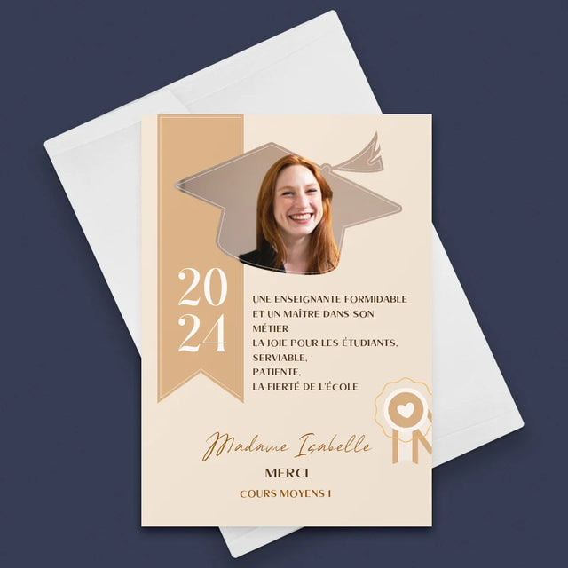 Photo Et Texte: Diplôme Pour Un Enseignant - Carte De Vœux