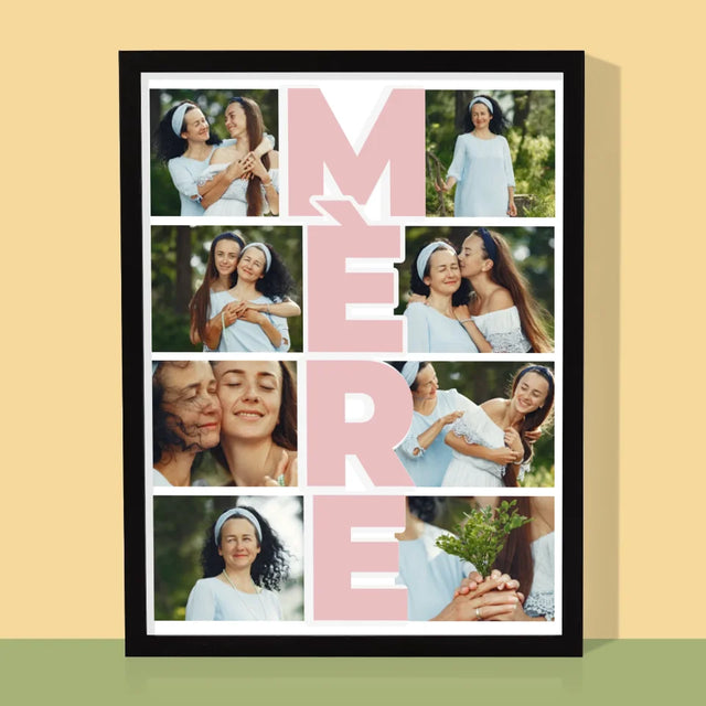 Collage Photo: Maman, Collage De Photos - Impression Encadrée 30X40