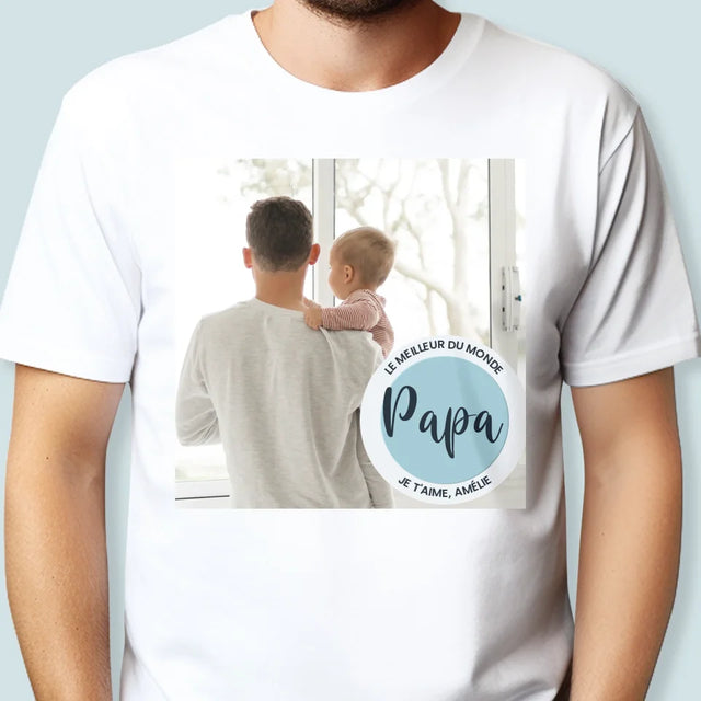 Photo Et Texte: Le Meilleur Du Monde Papa - T-Shirt Pour Hommes