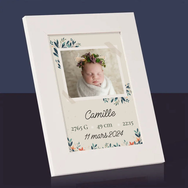 Acte De Naissance De L'Enfant: Métrique, Fleurs - Cadre Photo