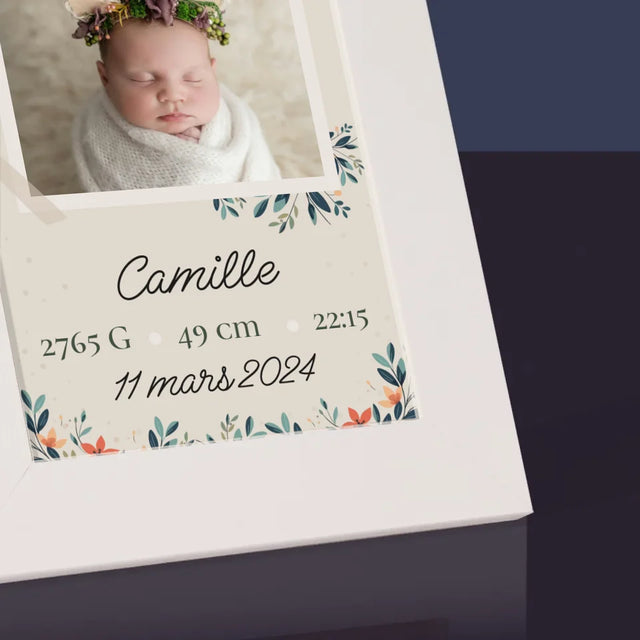 Acte De Naissance De L'Enfant: Métrique, Fleurs - Cadre Photo
