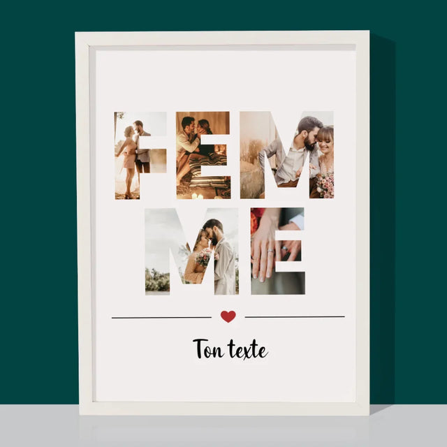 Collage Photo De Lettre: La Femme De Tes Photos - Impression Encadrée 30X40