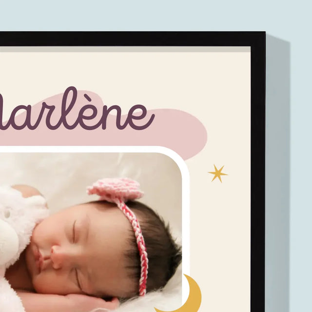 Acte De Naissance De L'Enfant: Lune Métrique - Impression Encadrée 30X40