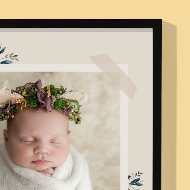 Acte De Naissance De L'Enfant: Métrique, Les Fleurs - Impression Encadrée 30X40