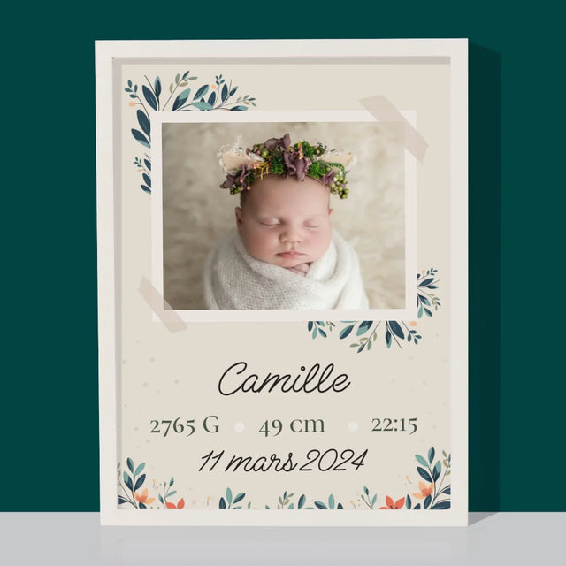 Acte De Naissance De L'Enfant: Métrique, Les Fleurs - Impression Encadrée 30X40