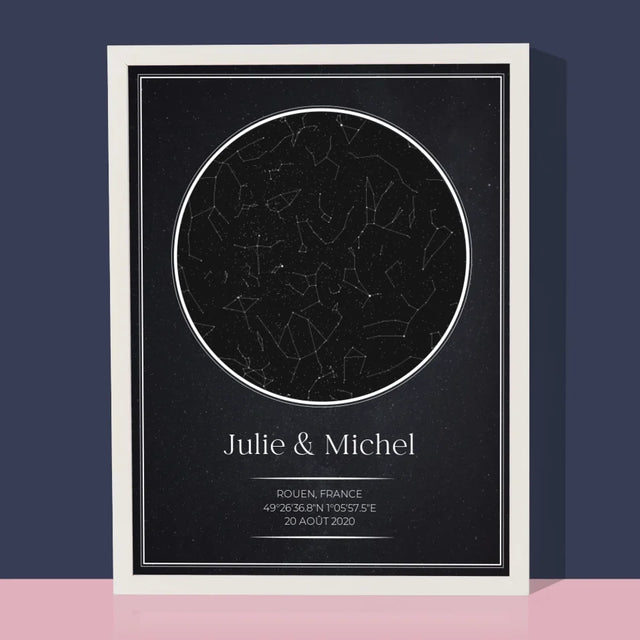 Carte Des Étoiles: Pour Les Amoureux - Impression Encadrée 30X40