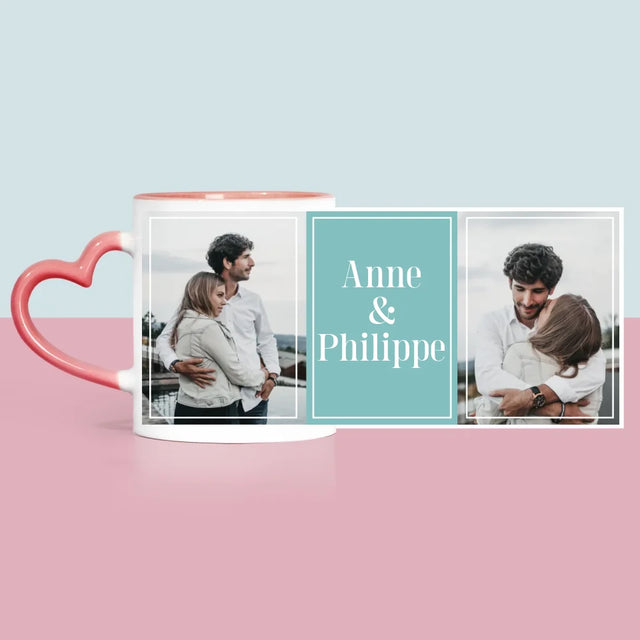 Collage Photo: Couple, Prénoms - Le Mug
