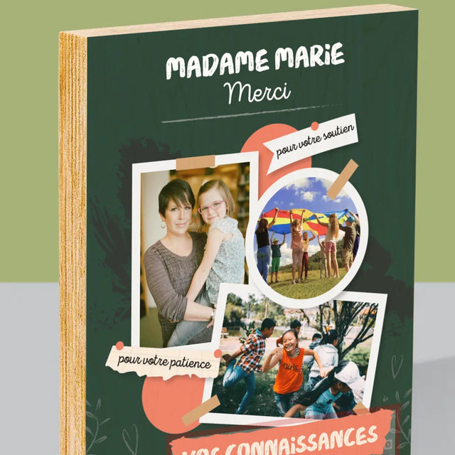 Collage Photo: Merci Pour Vos Connaissances - Impression Sur Bois