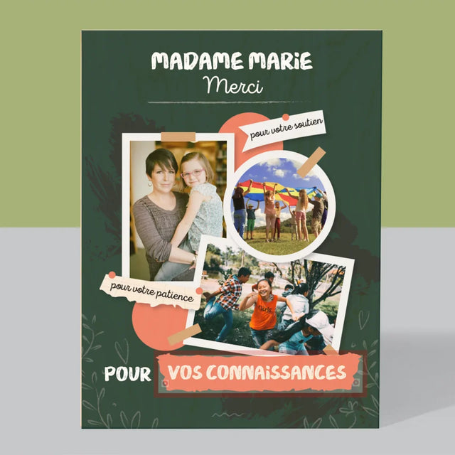 Collage Photo: Merci Pour Vos Connaissances - Impression Sur Bois