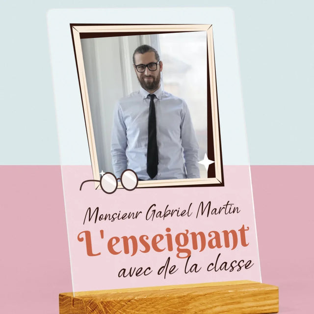Photo Et Texte: L'Enseignant Avec De La Classe - Impression Sur Verre Acrylique