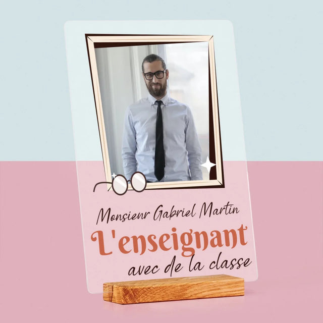 Photo Et Texte: L'Enseignant Avec De La Classe - Impression Sur Verre Acrylique