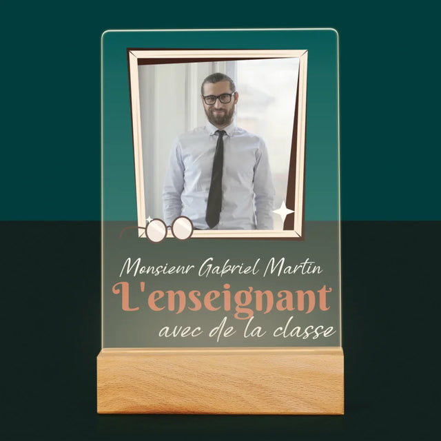 Photo Et Texte: L'Enseignant Avec De La Classe - Impression Sur Verre Acrylique