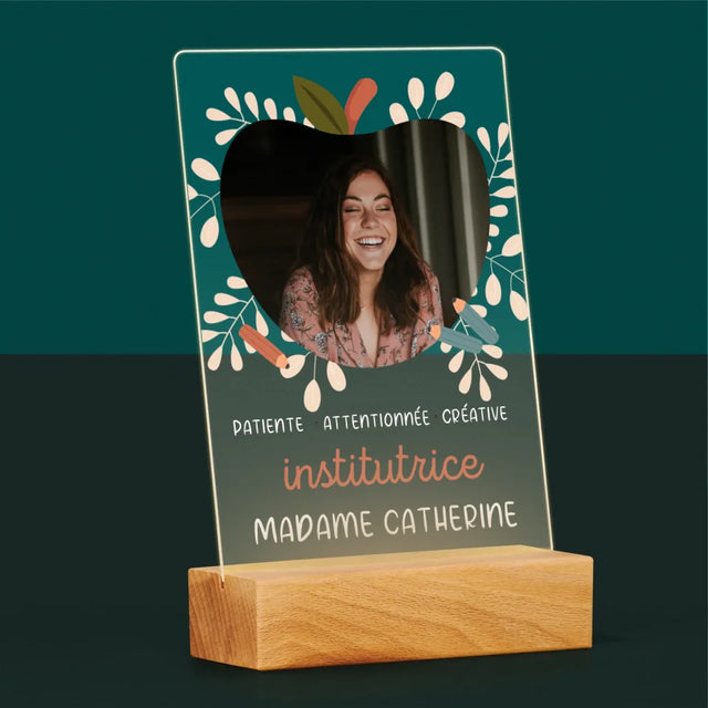 Photo Et Texte: Institutrice - Impression Sur Verre Acrylique