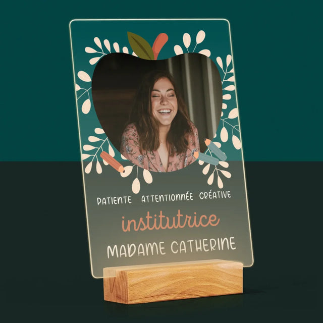 Photo Et Texte: Institutrice - Impression Sur Verre Acrylique