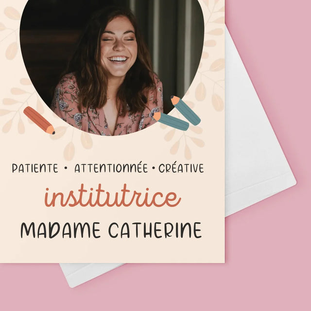 Photo Et Texte: Institutrice - Carte De Vœux