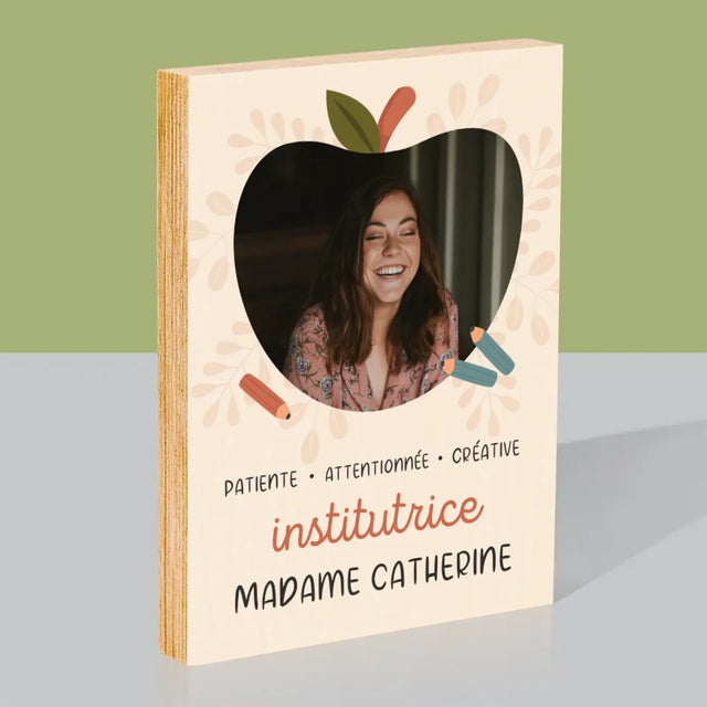 Photo Et Texte: Institutrice - Impression Sur Bois