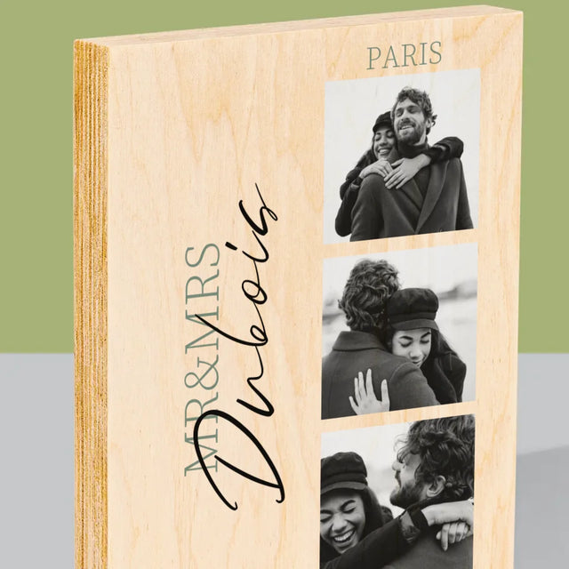 Collage Photo: Mr&Mrs Mariage - Impression Sur Bois