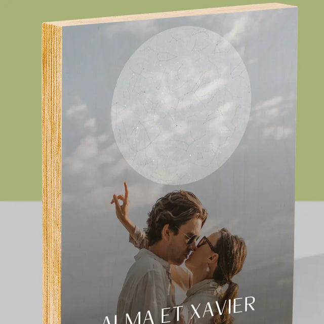 Carte Des Étoiles: Le Mariage - Impression Sur Bois