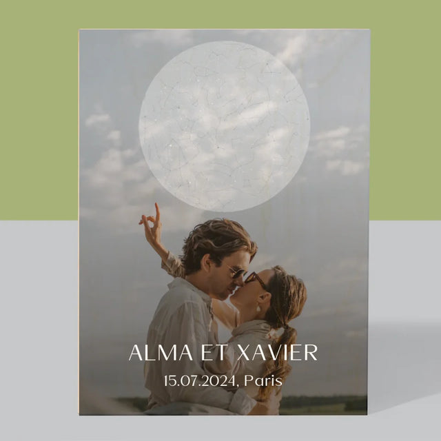 Carte Des Étoiles: Le Mariage - Impression Sur Bois