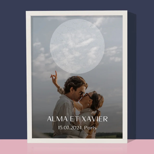 Carte Des Étoiles: Le Mariage - Impression Encadrée 30X40