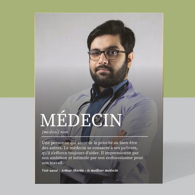 Photo Et Texte: Médecin Définition - Impression Sur Bois