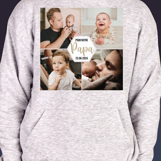 Collage Photo: Pour Notre Papa - Sweat À Capuche Pour Hommes