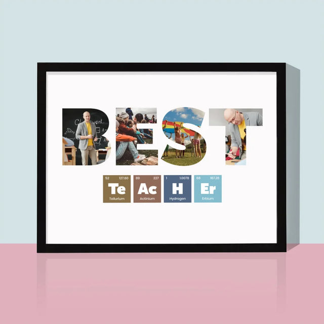 Collage Photo De Lettre: Best Teacher Les Éléments - Impression Encadrée 30X40