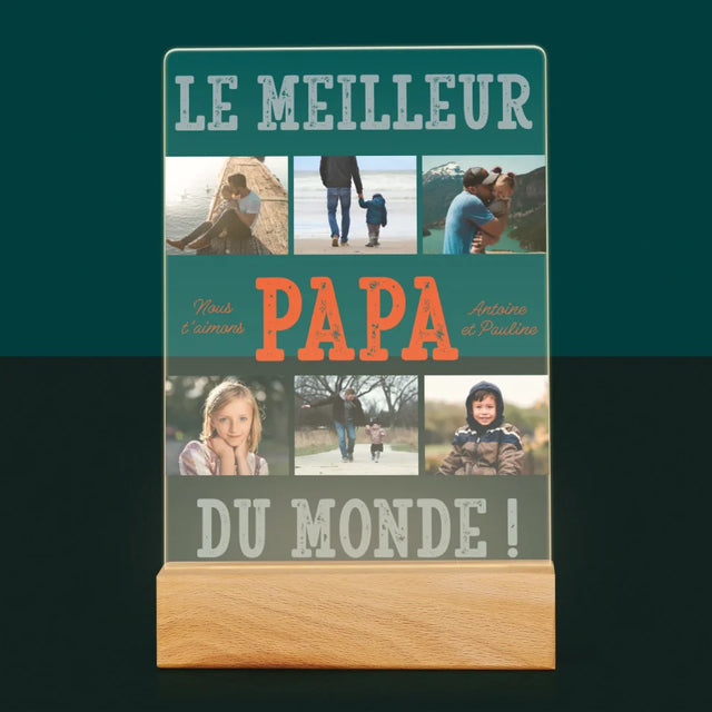 Collage Photo: Le Meilleur Papa Du Monde Photos - Impression Sur Verre Acrylique