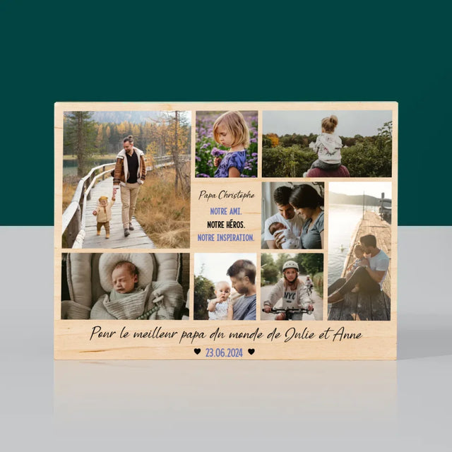 Collage Photo: Papa Ami - Impression Sur Bois