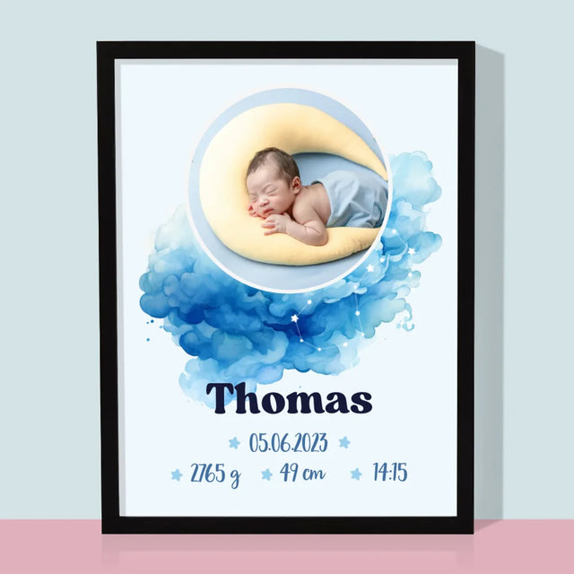 Acte De Naissance De L'Enfant: Acte De Naissance, Le Signe Du Zodiaque, Garçon - Impression Encadrée 30X40