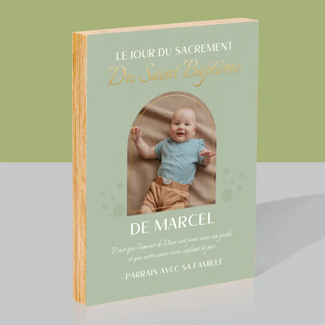Photo Et Texte: Le Sacrement Du Baptême - Impression Sur Bois