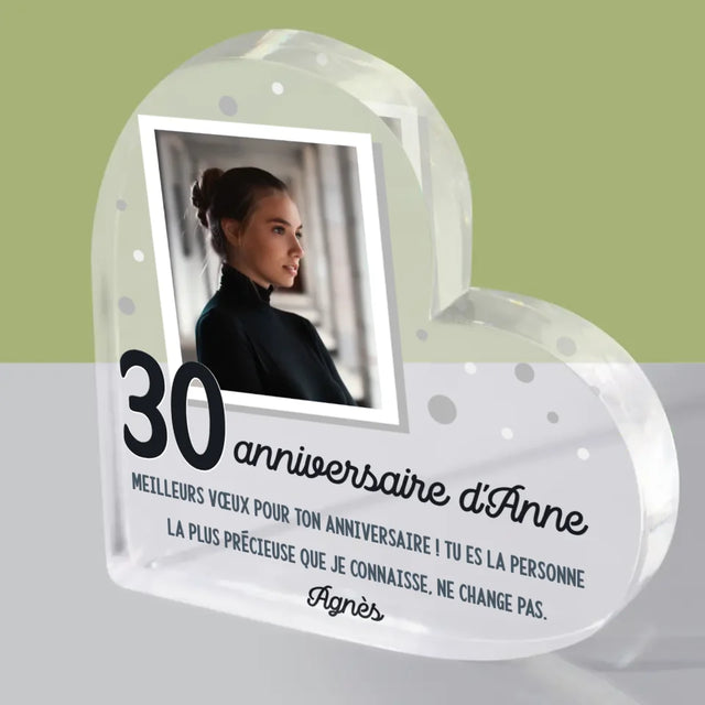 Photo Et Texte: Souhaits D'Anniversaire - Bloc Acrylique Cœur