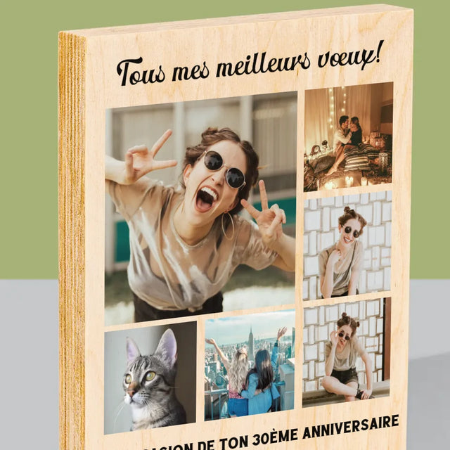 Le Collage Photo: Collage De Photos D'Anniversaire - Impression Sur Bois