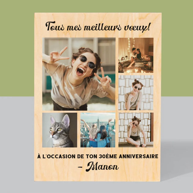 Le Collage Photo: Collage De Photos D'Anniversaire - Impression Sur Bois