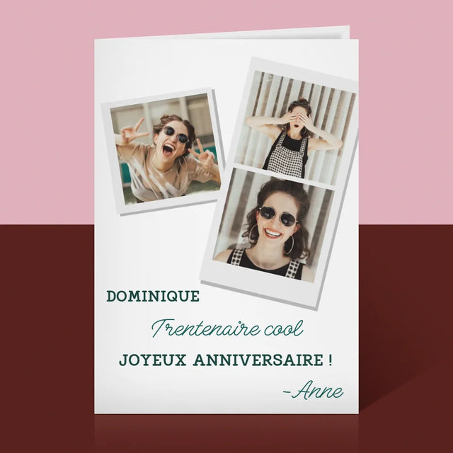 Collage Photo: La Trentenaire Cool - Carte De Vœux