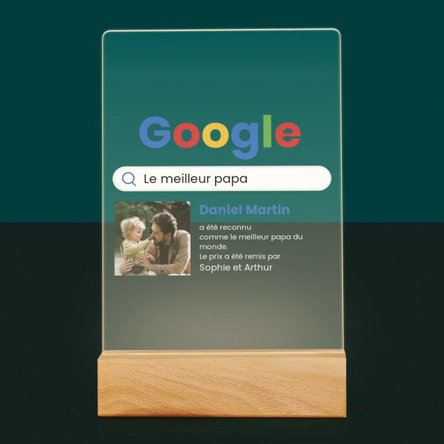 Zdjęcie i Podpis: Najlepszy Tata Wynik Google - Wydruk Na Szkle Akrylowym | DE TEST